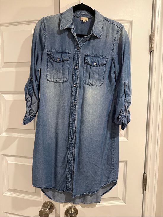 Cremieux Dresses & Skirts - Cremieux Tencel Chambray Shirt Dress Small Denim Blue Button Front